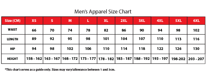 6xl Pants Size Chart